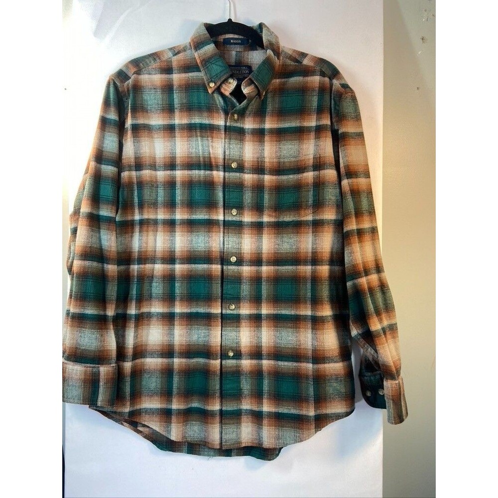 PENDLETON MENS MEDIUM MASON PLAID FANNEL BUTTON DOWN SHIRT